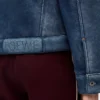 Jacke aus Lammfell Weiß/Indigoblau