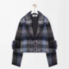 Jacke aus Mohair-Woll-Mischung Blau/Mehrfarbig