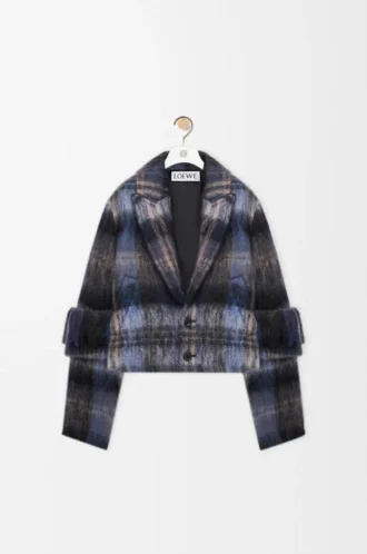 Jacke aus Mohair-Woll-Mischung Blau/Mehrfarbig