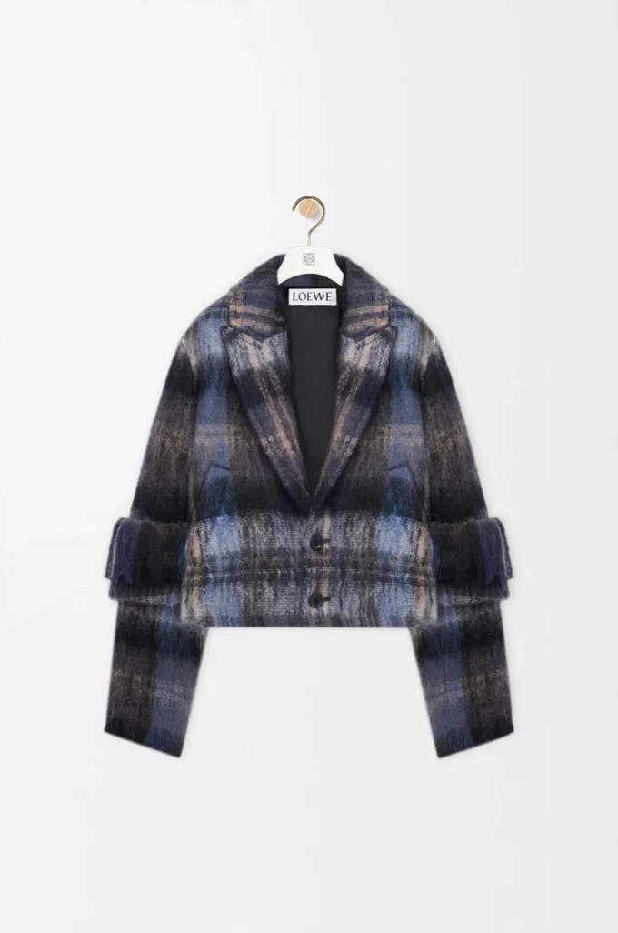 Jacke aus Mohair-Woll-Mischung Blau/Mehrfarbig