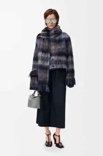Jacke aus Mohair-Woll-Mischung Blau/Mehrfarbig