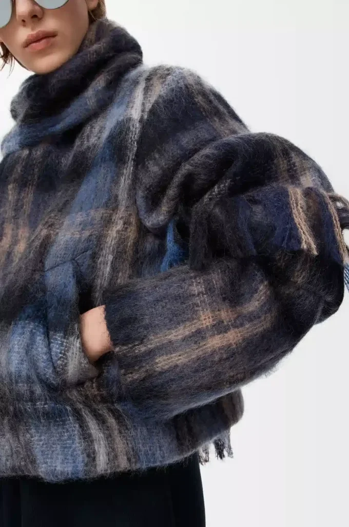Jacke aus Mohair-Woll-Mischung Blau/Mehrfarbig
