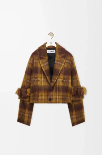 Jacke aus Mohair-Woll-Mischung Gelb/Mehrfarbig