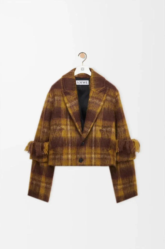 Jacke aus Mohair-Woll-Mischung Gelb/Mehrfarbig