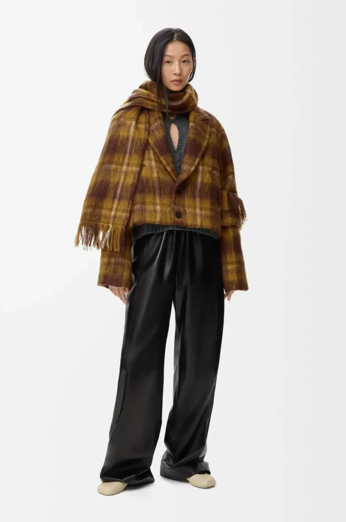 Jacke aus Mohair-Woll-Mischung Gelb/Mehrfarbig