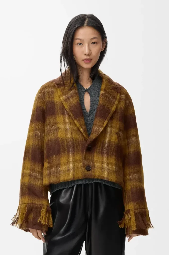 Jacke aus Mohair-Woll-Mischung Gelb/Mehrfarbig