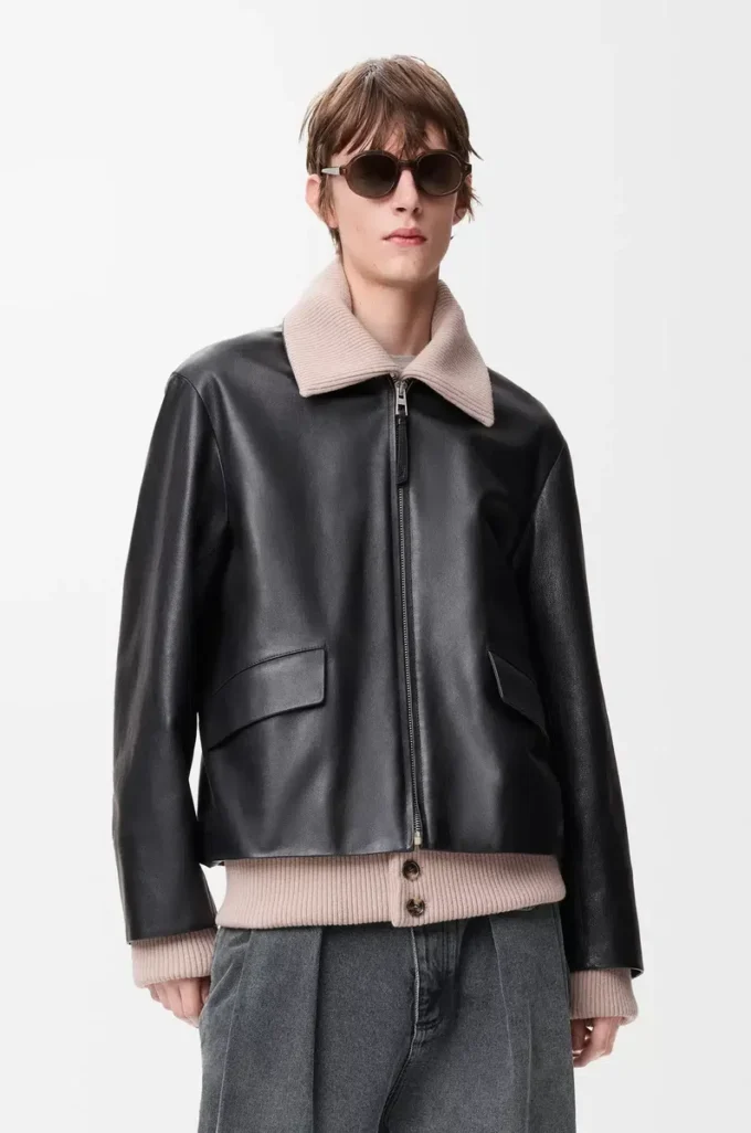 Jacke aus Nappa-Büffelleder Schwarz