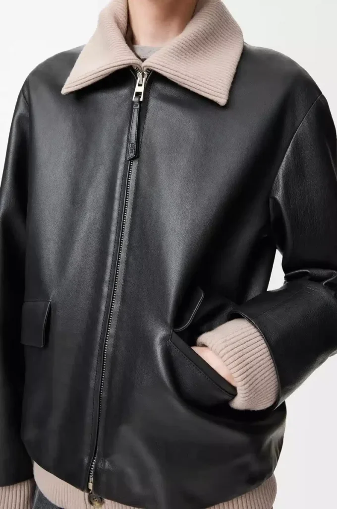 Jacke aus Nappa-Büffelleder Schwarz