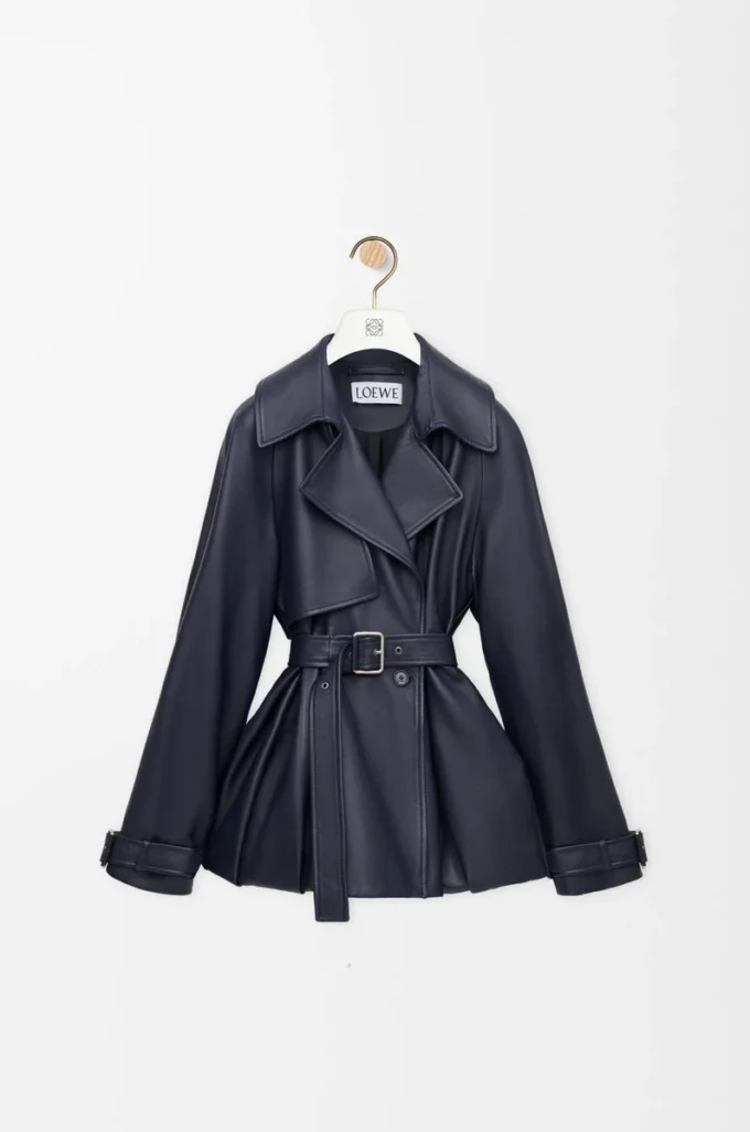 Jacke aus Nappalammleder in Marineblau