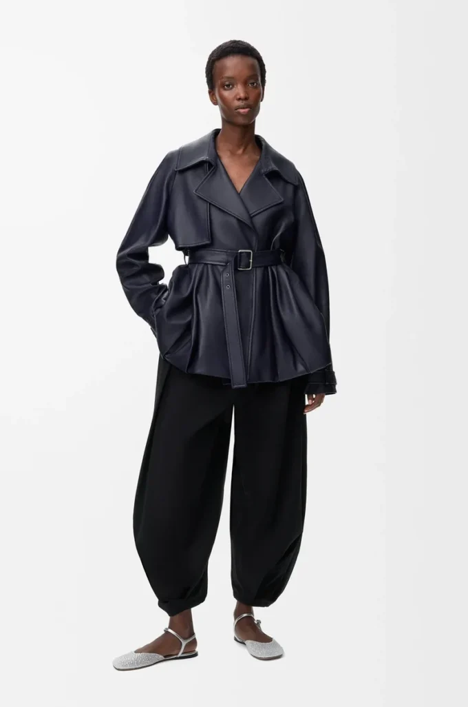 Jacke aus Nappalammleder in Marineblau