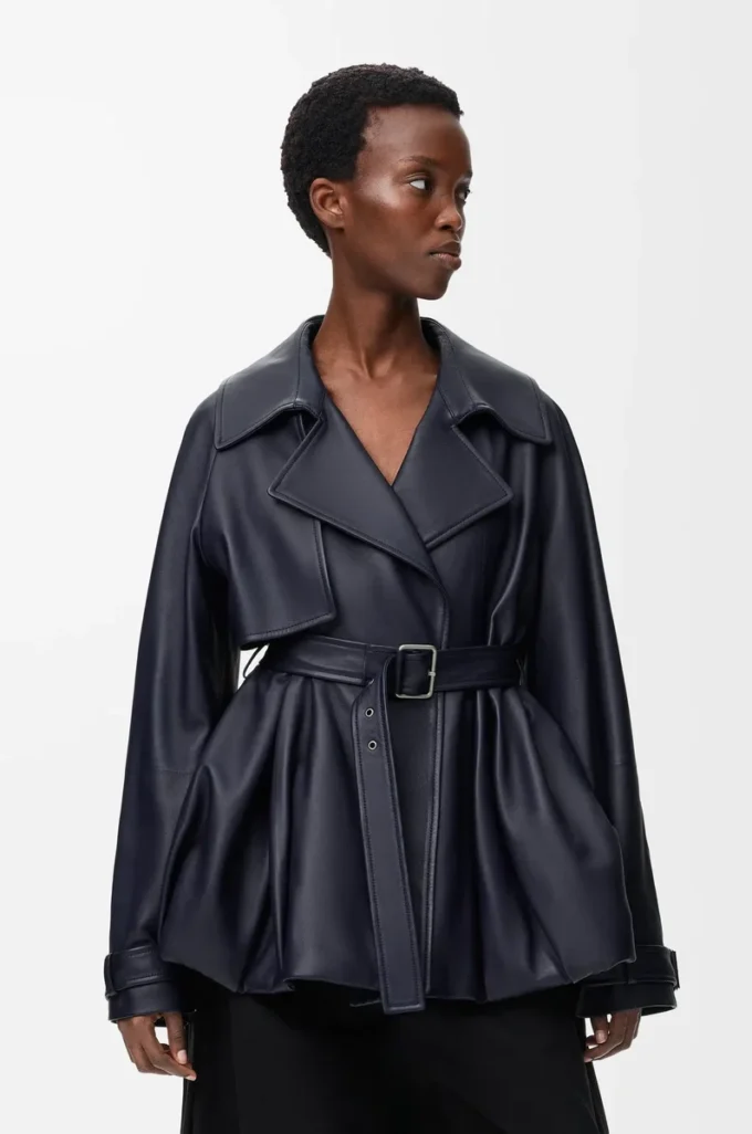 Jacke aus Nappalammleder in Marineblau
