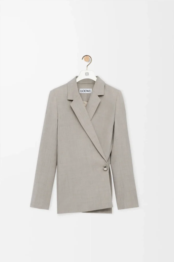 Jacke aus Wolle Hellbeige Melange