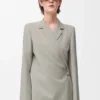 Jacke aus Wolle Hellbeige Melange