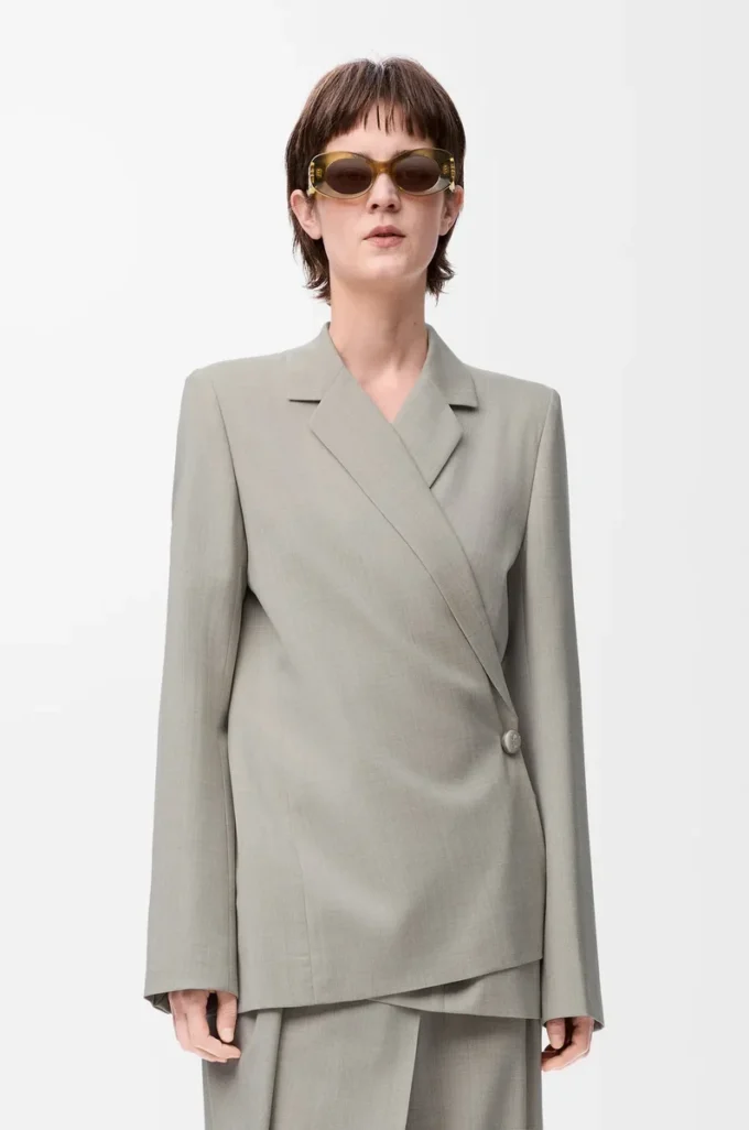 Jacke aus Wolle Hellbeige Melange