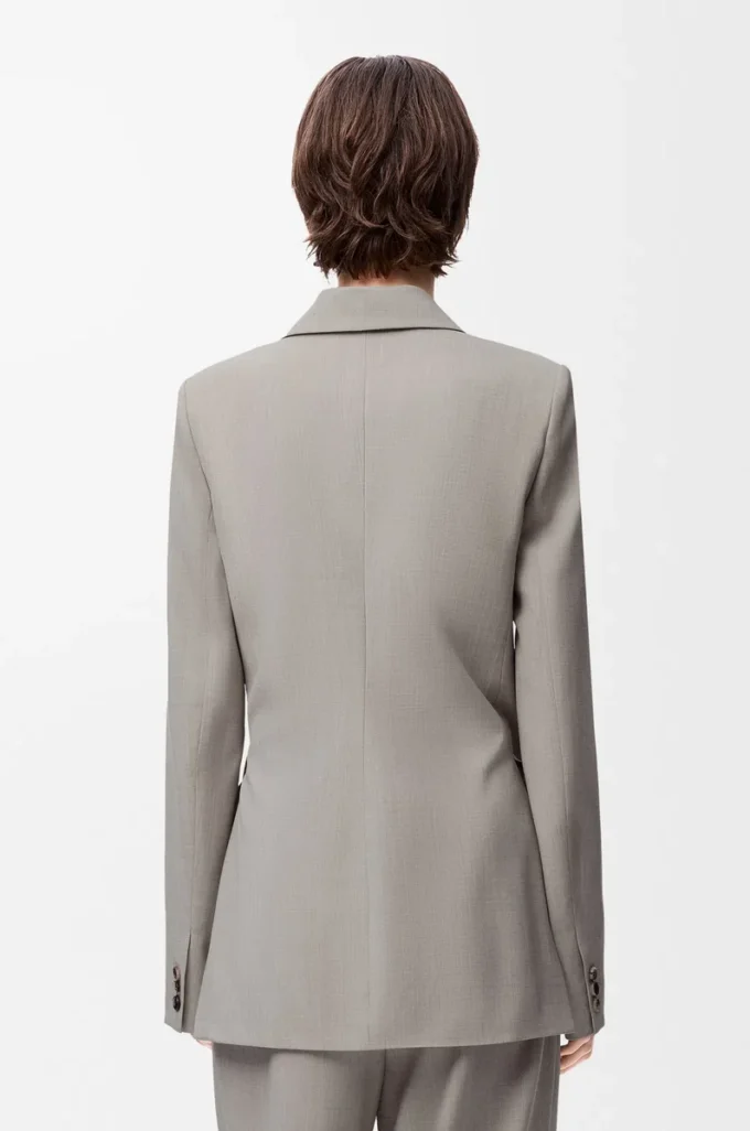 Jacke aus Wolle Hellbeige Melange