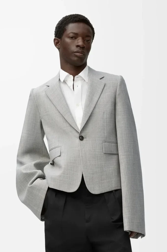 Jacke aus Wolle in Grau