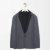 Jacke aus Wolle in Grau meliert