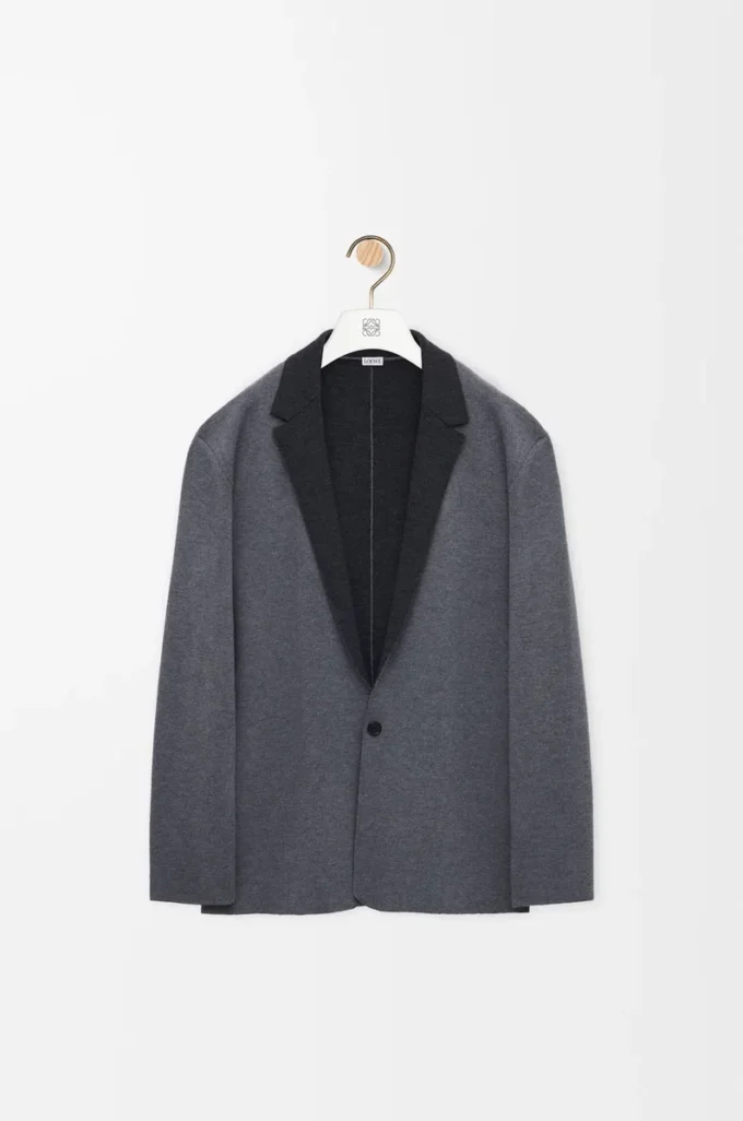 Jacke aus Wolle in Grau meliert