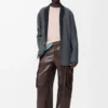 Jacke aus Wolle in Grau meliert
