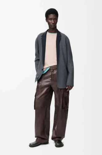 Jacke aus Wolle in Grau meliert