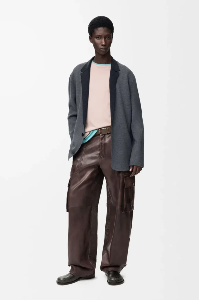 Jacke aus Wolle in Grau meliert