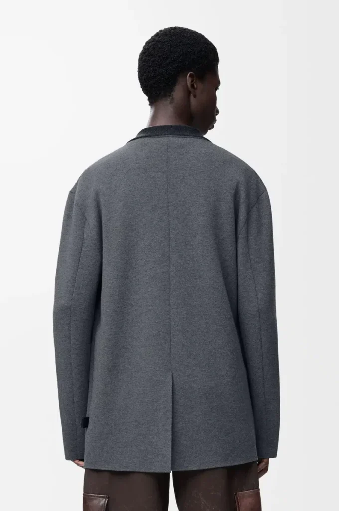 Jacke aus Wolle in Grau meliert