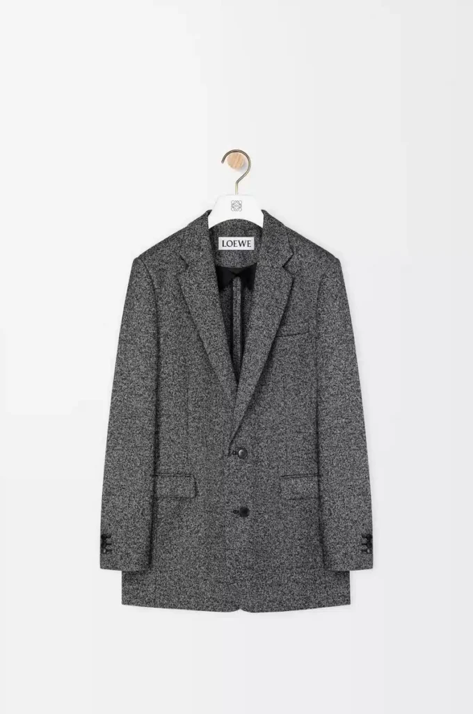 Jacke aus Wollmischung Schwarz/Weiß