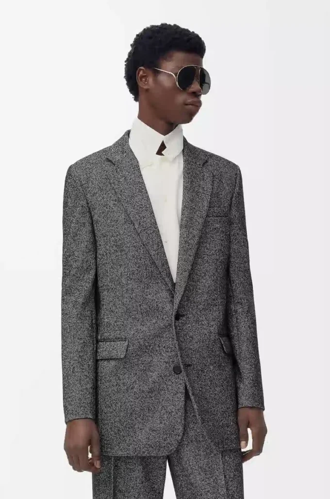 Jacke aus Wollmischung Schwarz/Weiß