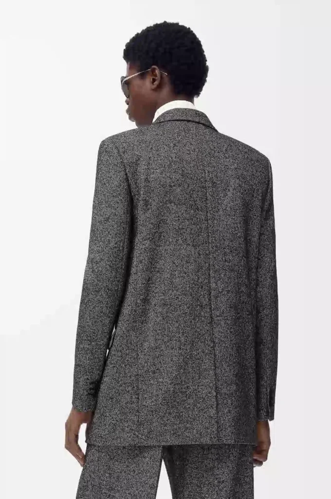 Jacke aus Wollmischung Schwarz/Weiß