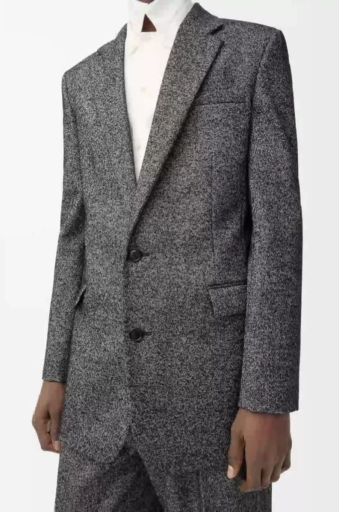 Jacke aus Wollmischung Schwarz/Weiß