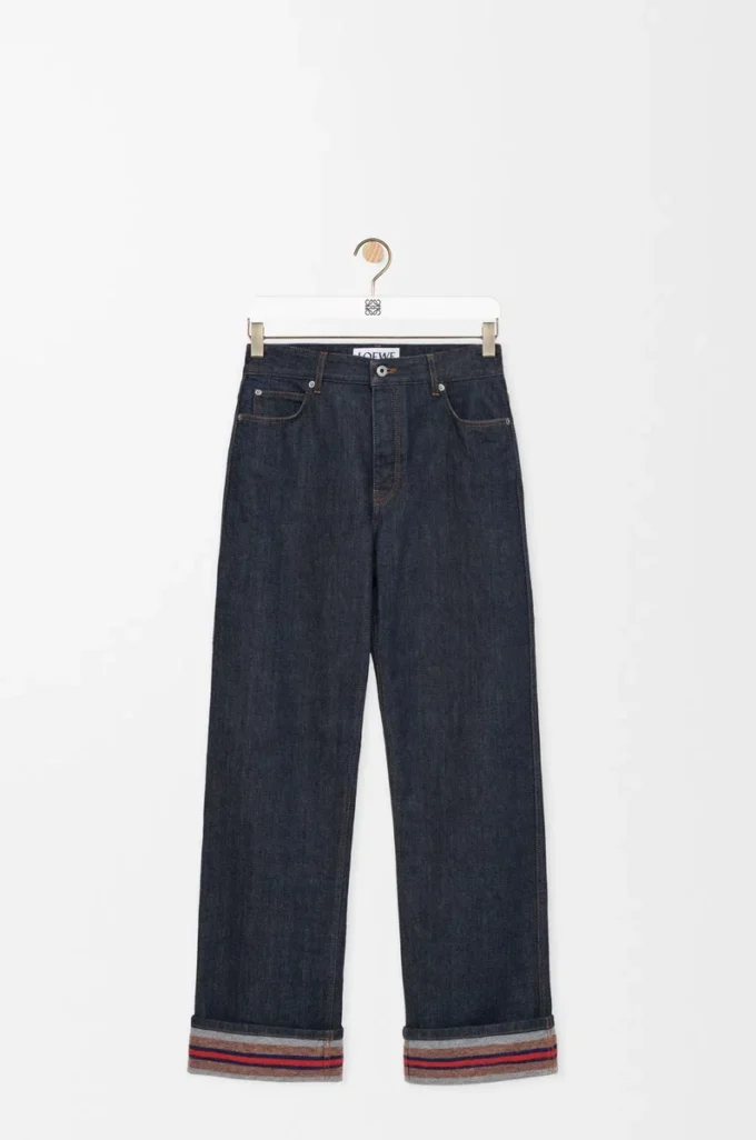 Jeans mit Umschlag aus Denim Raw Denim/Blau