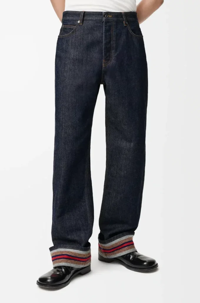 Jeans mit Umschlag aus Denim Raw Denim/Blau