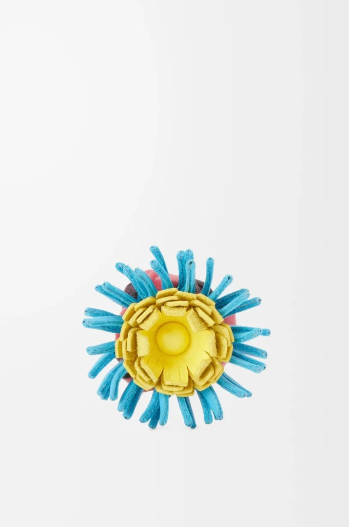 Kaktus-Ohrstecker aus klassischem Kalbsleder Rosa/Blau