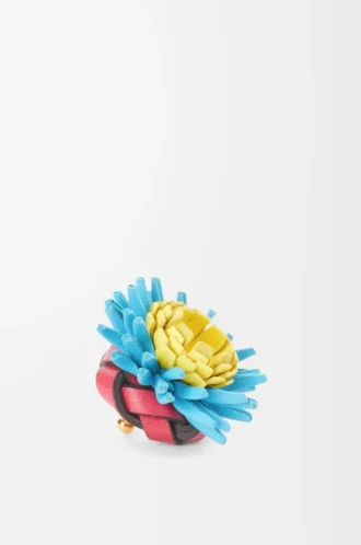 Kaktus-Ohrstecker aus klassischem Kalbsleder Rosa/Blau
