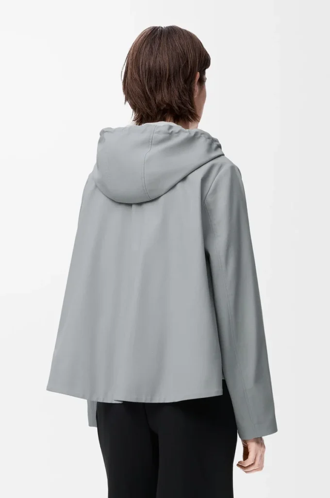 Kapuzenjacke aus Baumwolle in Hellgrau