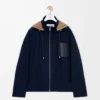 Kapuzenjacke aus Baumwolle in Navy/Beige