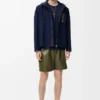Kapuzenjacke aus Baumwolle in Navy/Beige