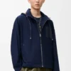 Kapuzenjacke aus Baumwolle in Navy/Beige