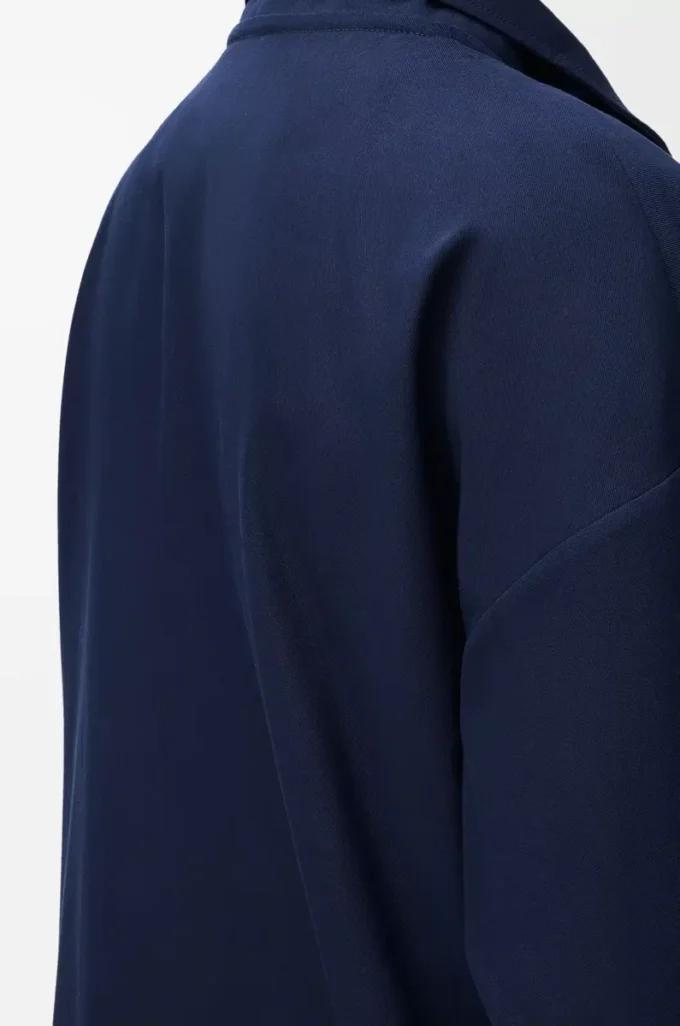Kapuzenjacke aus Baumwolle in Navy/Beige