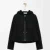 Kapuzenjacke aus Lammfell Schwarz