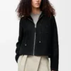 Kapuzenjacke aus Lammfell Schwarz
