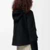 Kapuzenjacke aus Lammfell Schwarz