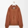 Kapuzenjacke aus Nappa-Lammleder Tan