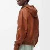 Kapuzenjacke aus Nappa-Lammleder Tan