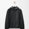 Kapuzenjacke aus Nappalammleder Schwarz