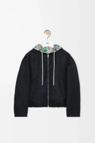 Kapuzenjacke aus Polyester und Seide Grün/Rot
