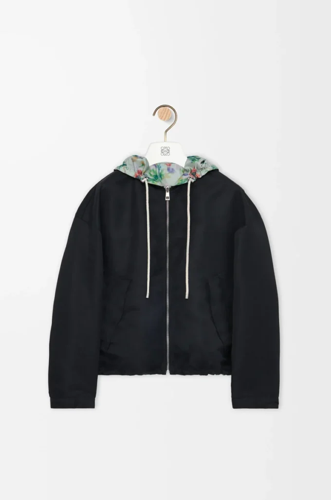 Kapuzenjacke aus Polyester und Seide Grün/Rot