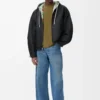 Kapuzenjacke aus Polyester und Seide Grün/Rot