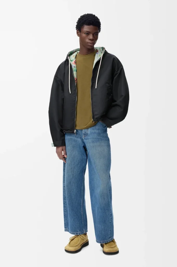 Kapuzenjacke aus Polyester und Seide Grün/Rot