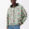 Kapuzenjacke aus Polyester und Seide Grün/Rot